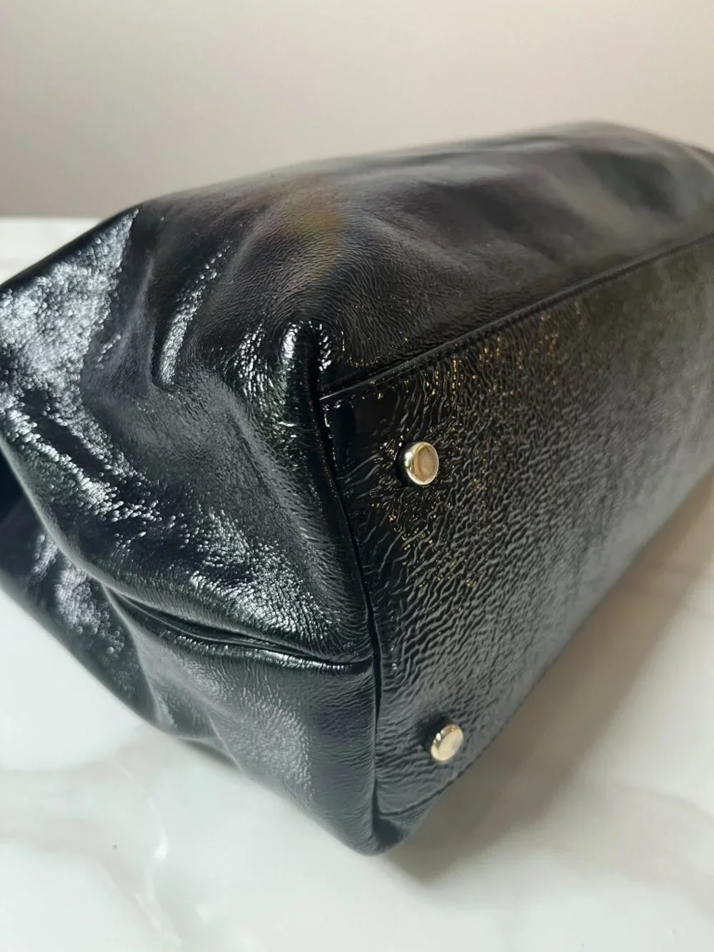 Kate Spade New York Black Patent Leather Deborah Lloyd Era Tote Chain Strap